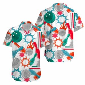 Beach Hawaiian Shirts High Quality Bowling Strike Green Pink Hawaiian Aloha Hawaiian Shirtss  - Thelegend59