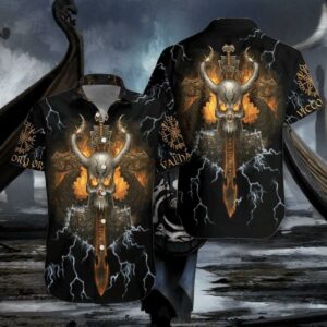 Beach Hawaiian Shirts High Quality Hawaiian Aloha Hawaiian Shirtss Cool Viking Skull  - Thelegend59