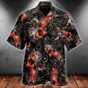 Beach Hawaiian Shirts Mechanic Hawaiian Shirtskull With Fire Hawaiian Aloha Hawaiian Shirts  - Thelegend59