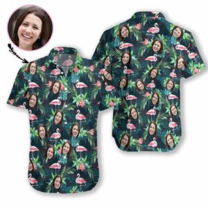 Beach Hawaiian Shirts Order Personalized Funny Custom Face Flamingo Hawaiian Aloha Hawaiian Shirtss H  - Thelegend59