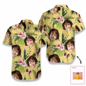 Beach Hawaiian Shirts Shop Funny Personalized Flower Pattern Hawaiian Aloha Hawaiian Shirtss Custom Face  - Thelegend59