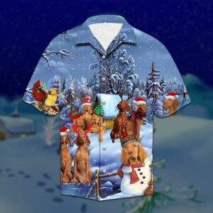 Beach Hawaiian Shirts Shop Vizsla Christmas Hawaiian Shirt  - Thelegend59