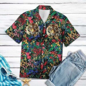 Beach Hawaiian Shirts Tiger Flowers Hawaiian Shirts V  - Thelegend59
