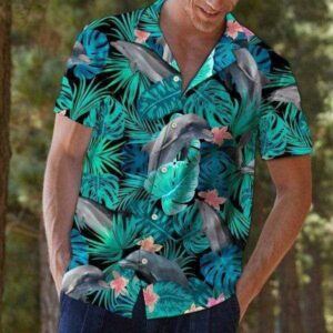 Beach Hawaiian Shirts Tropical Dolphins Hawaiian Aloha Hawaiian Shirtss  - Thelegend59