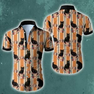 Beach Hawaiian Shirts Wozoro Black Cat Hawaiian Shirt  - Thelegend59