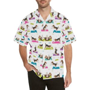 Beagle Yoga Pattern Men'S All Over Print Hawaiian Shirt  - Thelegend59