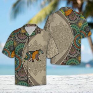 Bear Animal Lovers Hawaiian Graphic Print Short Sleeve  - Thelegend59