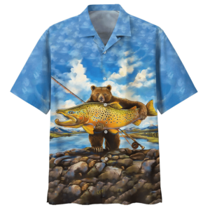 Bear Goes Fishingn The Sea Hawaiian Aloha Hawaiian Shirtss  - Thelegend59