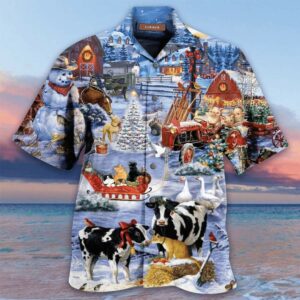 Beatuful Farm On Christmas Days Unisex Hawaiian Aloha Hawaiian Shirtss  - Thelegend59