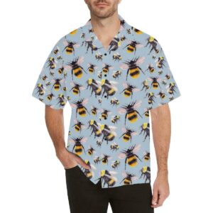 Bee Pattern Print Design Bee Hawaiian Shirt  - Thelegend59