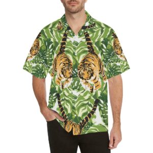 Bengal Tiger Pattern Leaves Men'S All Over Print Hawaiian Shirt  - Thelegend59