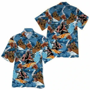 Bigfoot Hawaiian Iv Graphic Print Short Sleeve Hawaiian Shirt  - Thelegend59