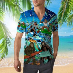 Bigfoot Surfing Hawaiian Shirt  - Thelegend59