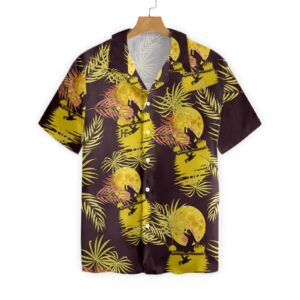 Bigfoot Tropical Yellow Moon Bigfoot Hawaiian Shirt  - Thelegend59