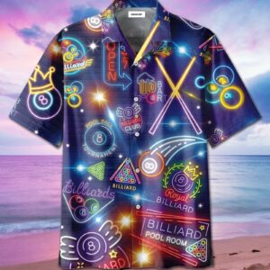 Billiards Pool Room Neon Hawaiian Shirts  - Thelegend59