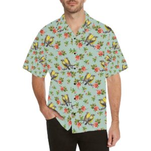 Bird With Red Flower Print Pattern Hawaiian Shirt  - Thelegend59