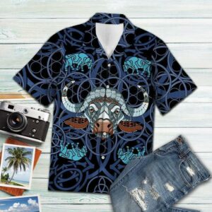 Bison Blue Mandala Vikings Tropical Hawaiian Shirt  - Thelegend59