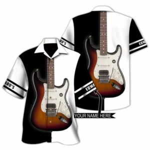 Black &Amp; White Wooden Guitar Unisex Hawaiian Shirts  - Thelegend59