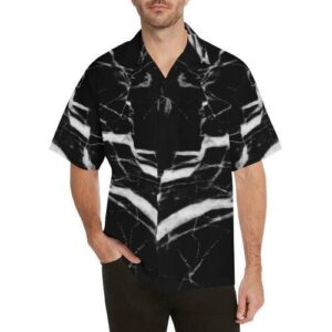Black And White Marble Hawaiian Shirt  - Thelegend59