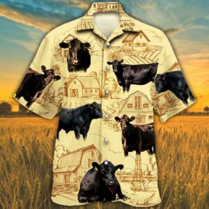 Black Angus Cattle Lovers Farm Hawaiian Shirt  - Thelegend59