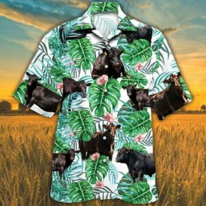 Black Angus Cattle Lovers Tropical Plant Hawaiian Shirt 3  - Thelegend59