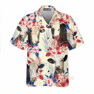 Black Baldy Pattern Us Flag Hawaiian Shirt - Farm Cow Hawaiian Shirt - For Men And Women - Kids  - Thelegend59