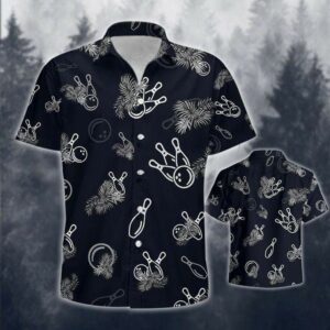 Black Bowling Simple Tropical Unisex Hawaiian Aloha Hawaiian Shirtss  - Thelegend59