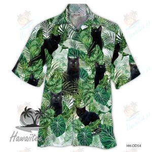 Black Cat Green Amazing Design Unisex Hawaiian Shirt  - Thelegend59