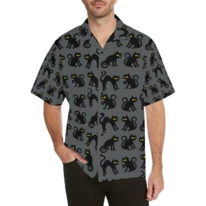Black Cat Cute Print Pattern Hawaiian Shirt  - Thelegend59