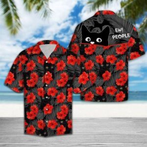 Black Cat Ew People Hawaiian Aloha Hawaiian Shirtss  - Thelegend59
