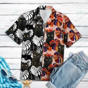 Black Cat Hawaiian Shirt - Unihawaiian Shirtsex - Adult -  - Thelegend59