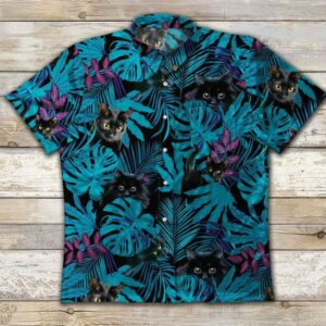 Black Cat Vintage Hawaiian Shirt  - Thelegend59