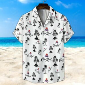 Black Crown Royal Palm Tree All Over Print 3D Unisex Hawaiian Shirt And Beach Short  - Thelegend59
