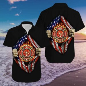 Black Firefighter Hawaiian Aloha Hawaiian Shirtss  - Thelegend59
