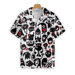 Black Monster For Halloween White Unisex Hawaiian Shirts  - Thelegend59