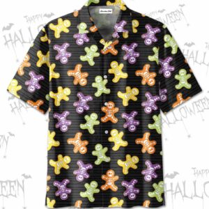 Black Pattern Skeleton Cookie Hawaiian Aloha Hawaiian Shirtss Happy Halloween  - Thelegend59