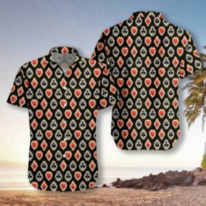 Black Red Casino Poker Unisex Hawaiian Shirts - Summer Hawaiian Shirtss - Beach Hawaiian Shirtss  - Thelegend59