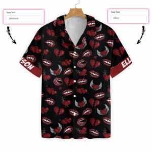 Black Valentine Seamless Pattern Custom Hawaiian Shirt  - Thelegend59