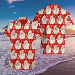 Bling Santa Red Pattern Hawaiian Aloha Hawaiian Shirtss  - Thelegend59