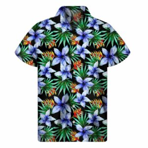 Blue Hawaiian Wildflowers Pattern Print Men'S Short Sleeve Hawaiian Shirts  - Thelegend59