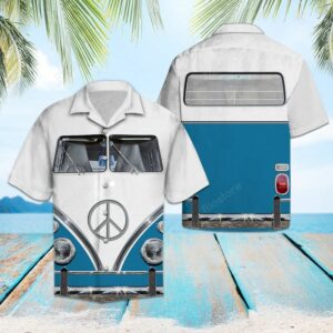 Blue Hippie Buswhite Unique Design Unisex Hawaiian Shirt  - Thelegend59