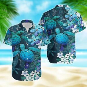 Blue Ocean Turtle Hawaiian Aloha Hawaiian Shirtss  - Thelegend59