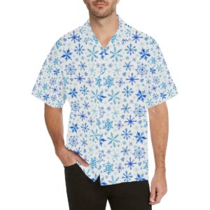 Blue Snowflake Pattern Men'S All Over Print Hawaiian Shirt  - Thelegend59