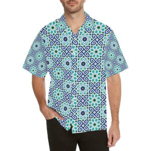 Blue Theme Arabic Morocco Pattern Men'S All Over Print Hawaiian Shirt  - Thelegend59