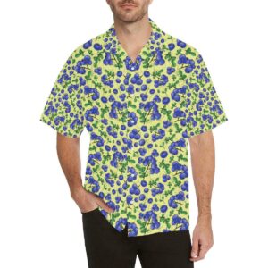 Blueberry Leaves Pattern Men'S All Over Print Hawaiian Shirt  - Thelegend59