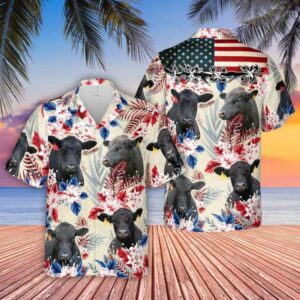 Brangus Pattern Us Flag Hawaiian Shirt - Farm Cow Hawaiian Shirt - For Men And Women - Kids  - Thelegend59