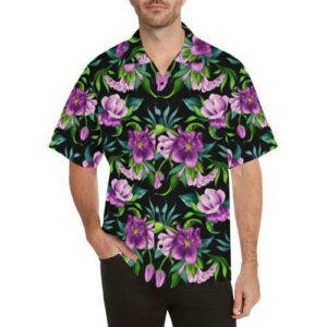 Bright Purple Floral Pattern Hawaiian Shirt  - Thelegend59