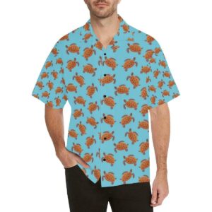 Brow Sea Turtle Print Pattern Hawaiian Shirt  - Thelegend59