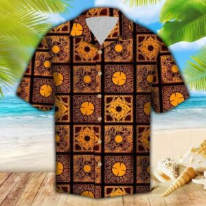 Brown Lemar Pattern Hawaiian Shirt - Unihawaiian Shirtsex - Adult -  - Thelegend59