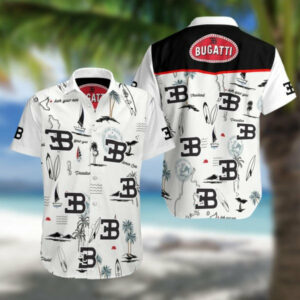 Bugatti - Bugatti Summer Fan Gift Hawaiian Graphic Print Short Sleeve  - Thelegend59
